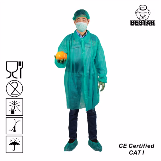 China PP Visitor Coat Lab Disposable Jacket Spp Nonwoven Single Use Bouse