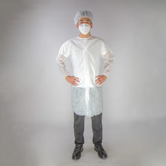 Comfortable Uniform Non Woven Disposable Medical Jacket Visitor Coat White SMS PP Lab Coat for Hospital 
